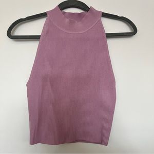 Aritzia Babaton Sculpt Knit Sleeveless Mockneck Pink, Size Medium